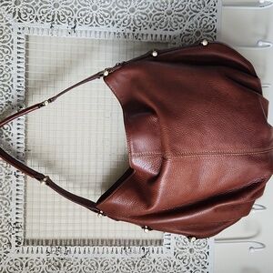 Pebbled Leather Shoulder Bag BOHO Brown